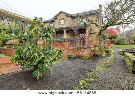Beautiful Spring Backyard Garden After Rain