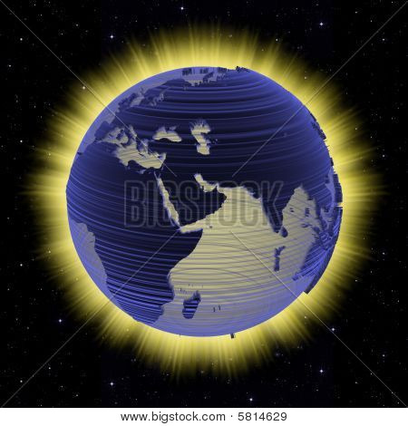 อิเล็กทรอนิกส์พลังงานโลก Glows สว่าง Aura ในพื้นที่