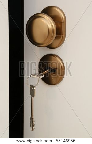 Lock With Two Keys Of The Security Door