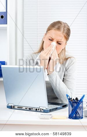Businesswoman having flu