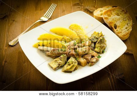 Stew of pork meat and various vegetables