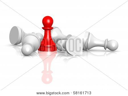 Red pawn over white