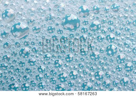 Texture Of Foam Bubble Blue Closeup. Background