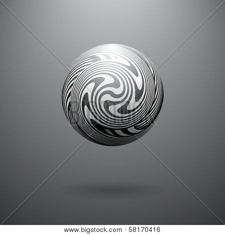 Black and White Opt Art Sphere