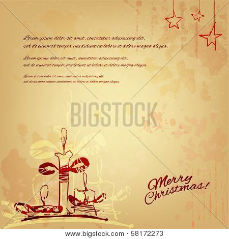 Christmas vintage illustration; template for cards and posters