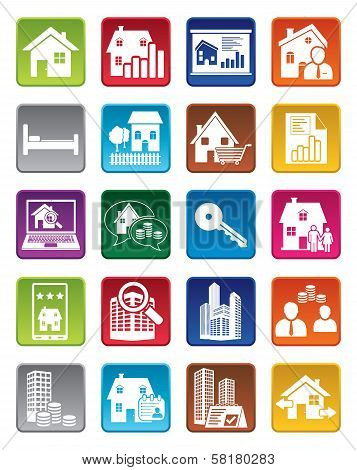 Colorful real estate icons
