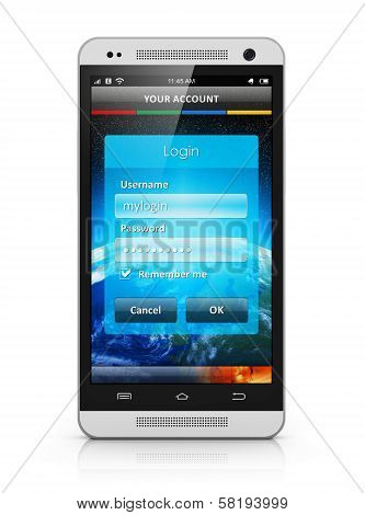Login screen on smartphone