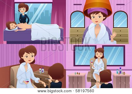 Woman Getting Pampered In A Beauty Salon