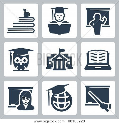 Higher Education Vector Icons Set