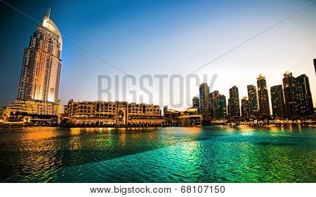 DUBAI, UAE - DECEMBER 15: Address Hotel in Dubai. The hotel is 63 stories high and feature 196 lavish rooms and 626 serviced residences, 15 december 2013 in Dubai.