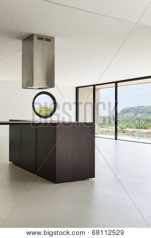 House, interior, modern architecture, kitchen view
