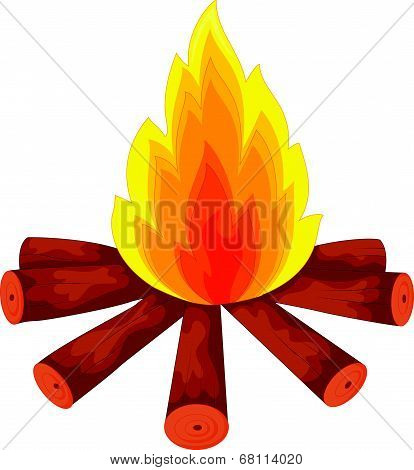 Illustration of a campfire on white