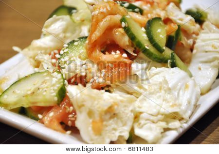มะเขือเทศและ Cucmbers ยำกุ้ง