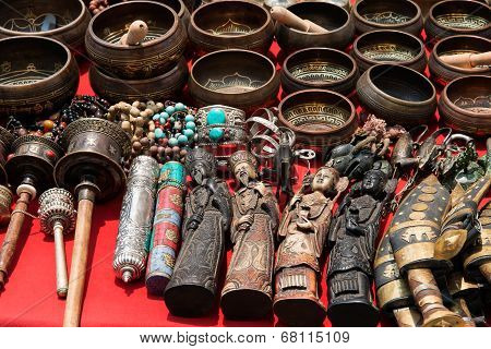 Bunch Of Traditional Souvenirs (market In Nepal, Kathmandu)