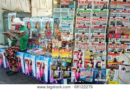 Newspaper Stand On Pavement