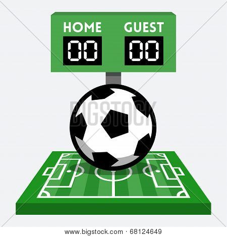 Vector Soccer Field And Ball Composition