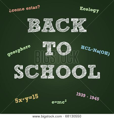 Back to school typography on a green board