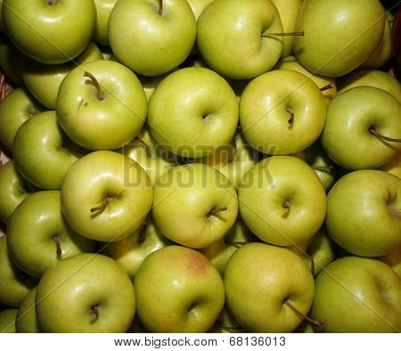 Green apples on market