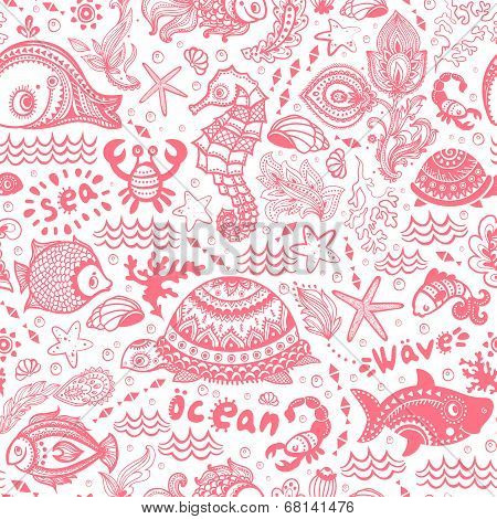 Vector set of fish and shells