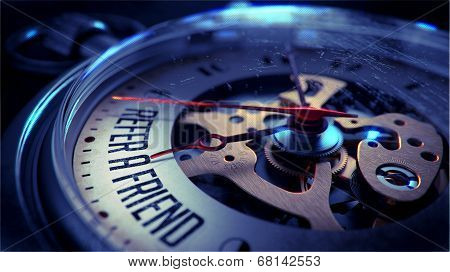 Refer a Friend on Pocket Watch Face.
