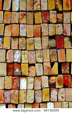 Background Pile Of Red Old Bricks