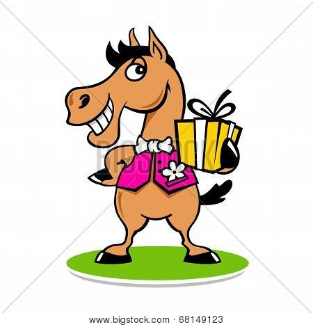 Merry Horse With A Gift sign