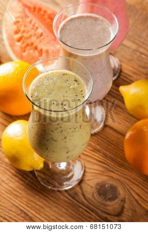 Healthy Diet, Protein Shakes And Fruits