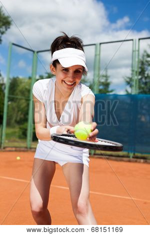 Female Playing Tennis
