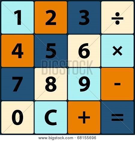 Flat icons in a square calculator