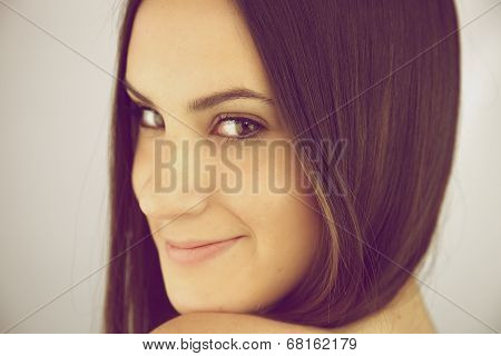Clever Mischievous Young Woman Looking