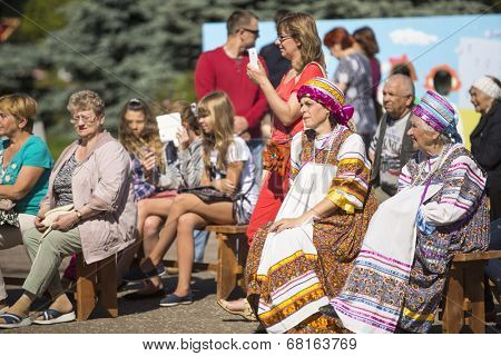 TIKHVIN, RUSSIA - JULY 5, 2014: Unidentified participants the celebration of the day of the city of Tikhvin - first mentioned 1383, town status since 1773 year (200 kilometers east of St. Petersburg)