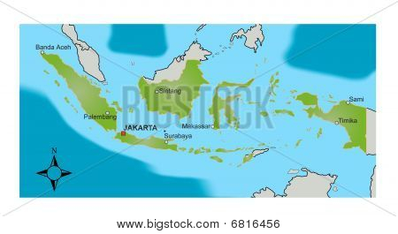 Kort over Indonesien