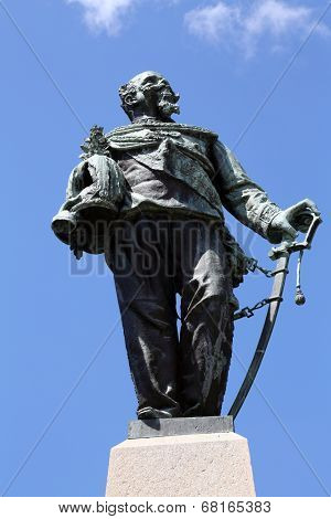 SANTA MARGHERITA TOWN, LIGURIA, ITALY - MAY 04: Monument to Vittorio Emanuele II, first king of a united Italy. The Italians gave him the epithet Father of the Fatherland, on May 04, 2014