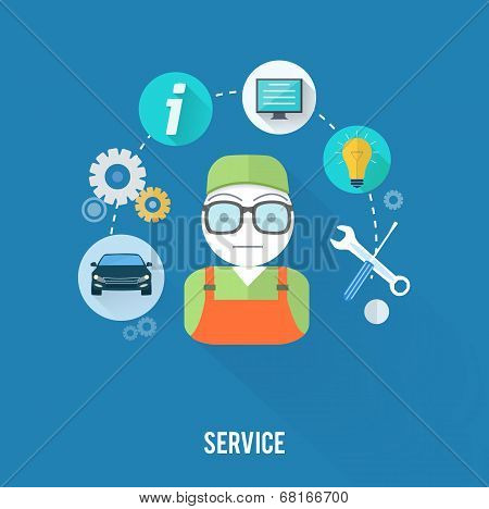 Service Master Concept With Item Icons