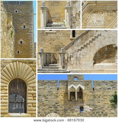 Collage Wonderful swabian castle of Gioia del Colle