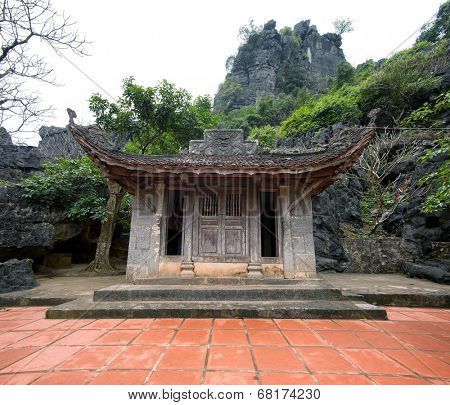 Bich Dong Pagoda in Ninh Binh, Vietnam. Thuong Pagoda (upper pagoda)
