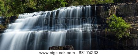 Pongour waterfall in Dalat, Vietnam. Flowing water natural background 