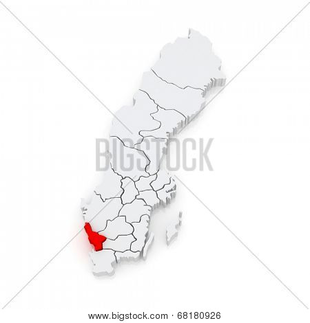 Map of Halland. Sweden. 3d
