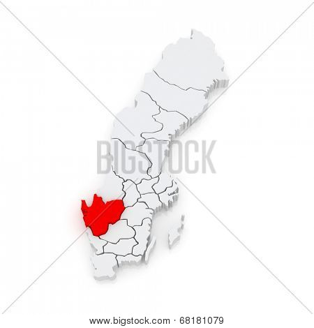 Map of Vastergotland. Sweden. 3d