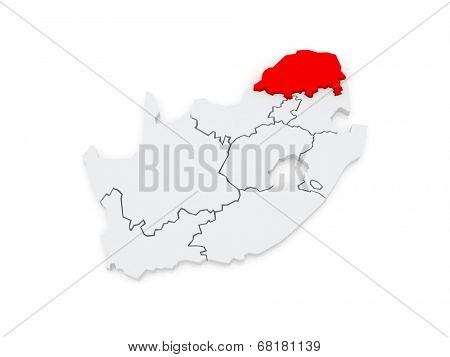 Map of Limpopo (Polokwane). South Africa. 3d