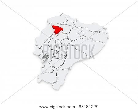 Map of Santo Domingo de los Tsachilas. Ecuador. 3d
