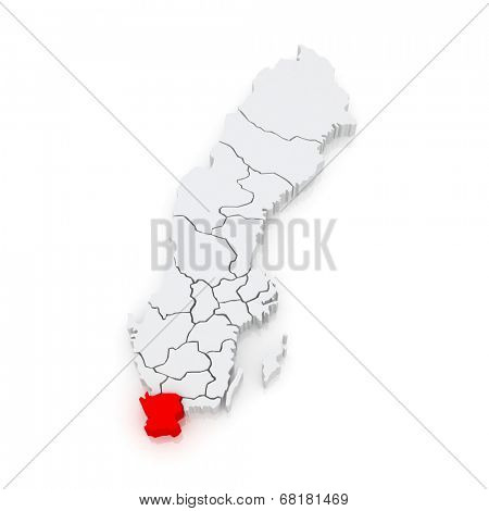 Map of Skane. Sweden. 3d