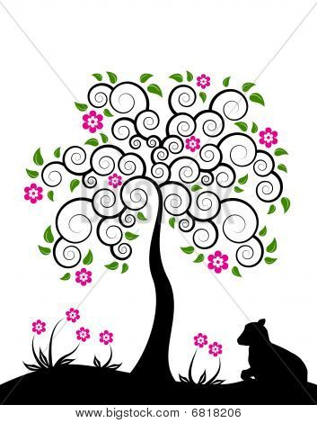 棵开花的树和 Goatling