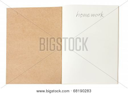 Opened Brown Notebook, School Concept.