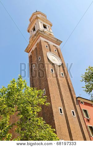 The Clock On The Church Saint Apostoli Bell Tower Of  In Venice, Italy