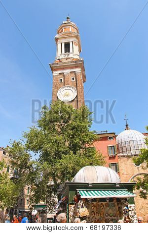 Tourists Near Church Saint Apostoli   In Venice, Italy