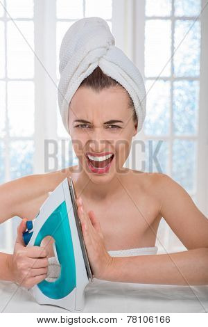 Woman ironing clothes