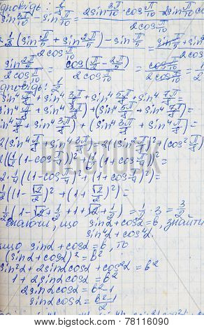 Squared Paper With Mathematical Formulas