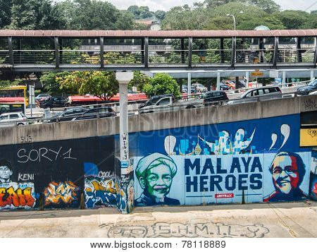 Urban Graffiti Along Klang River, Malaysia