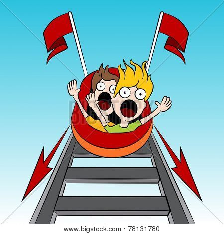 An image of rollercoaster riders.